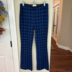 Maeve Anthropologie Mollie Plaid Flare‎ Pants XS Black Blue Check